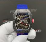 Swiss Clone Richard Mille RM 67-02 Sebastien Ogier Black Carbon Fiber Blue Strap Watch